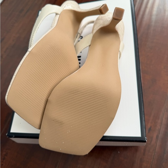 Steve Madden Improv Slingback Thong Heels bone leather ivory white nude cream - Picture 5 of 6